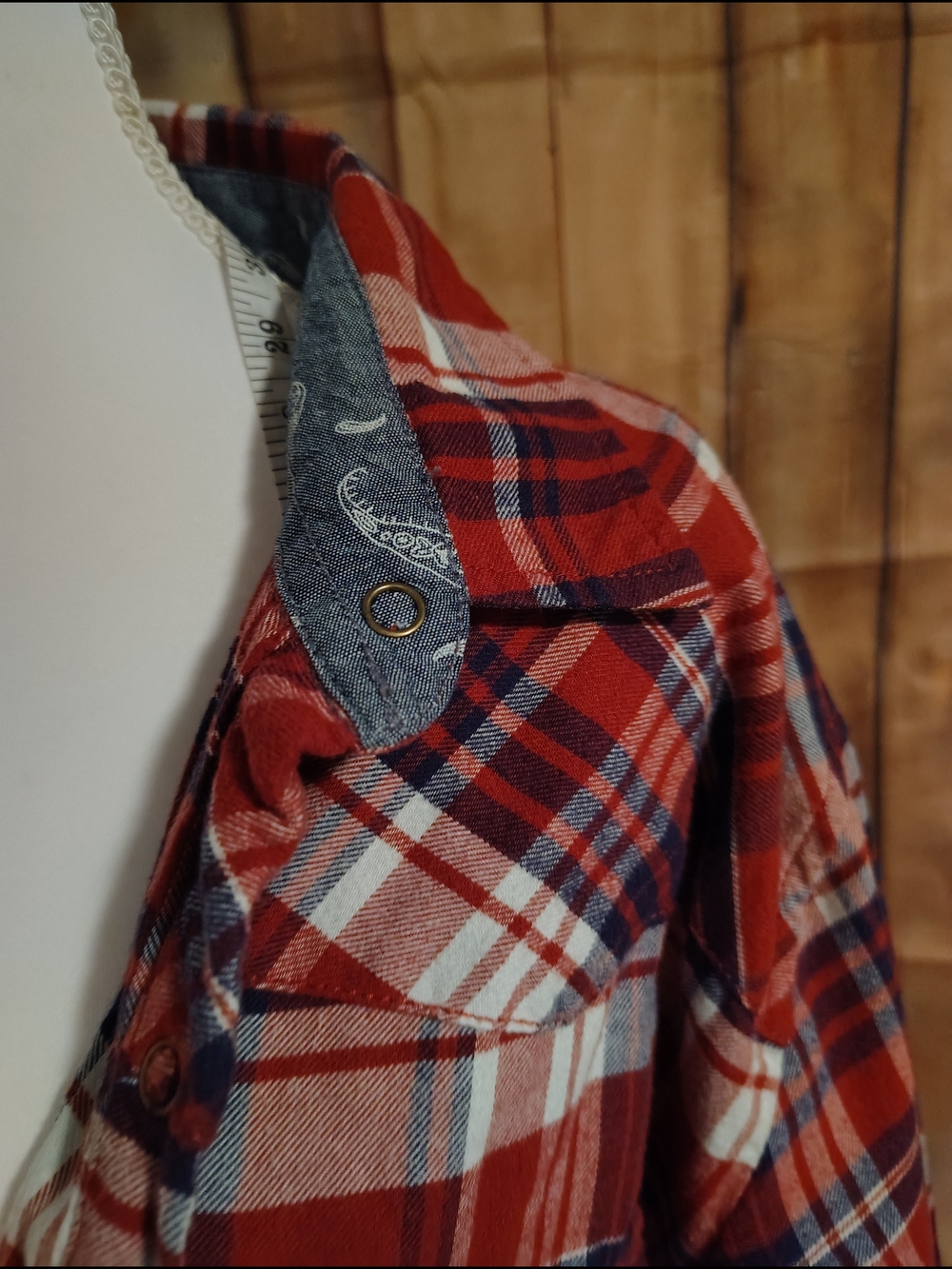 XL JACHS Girlfriend Super-Soft Flannel Red and Navy Plaid Button-Down Shirt - Picture 2 of 13
